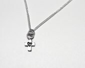 Little Silver Heart Cross Charm Necklace