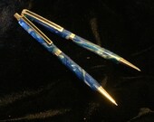 Pen Custom Slimline Pen & Pencil set with the Acrylic Blue Lagoon body By JRH Woodworking