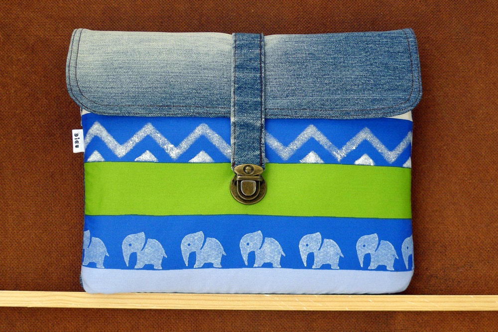 Denim SLEEVE with chevron and elephant pattern by Bidufriends