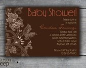 Butterfly Chocolate/Salmon - Baby Shower Invitation