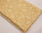 Vintage Fabric - 1970's Cotton Blend Tan With White Floral Print