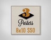 Pick 3 8x10 Prints -30 rock, Parks and Rec, Typography Print, Quote Print, Wall Decor, Funny, Dorm Decor, Colourful