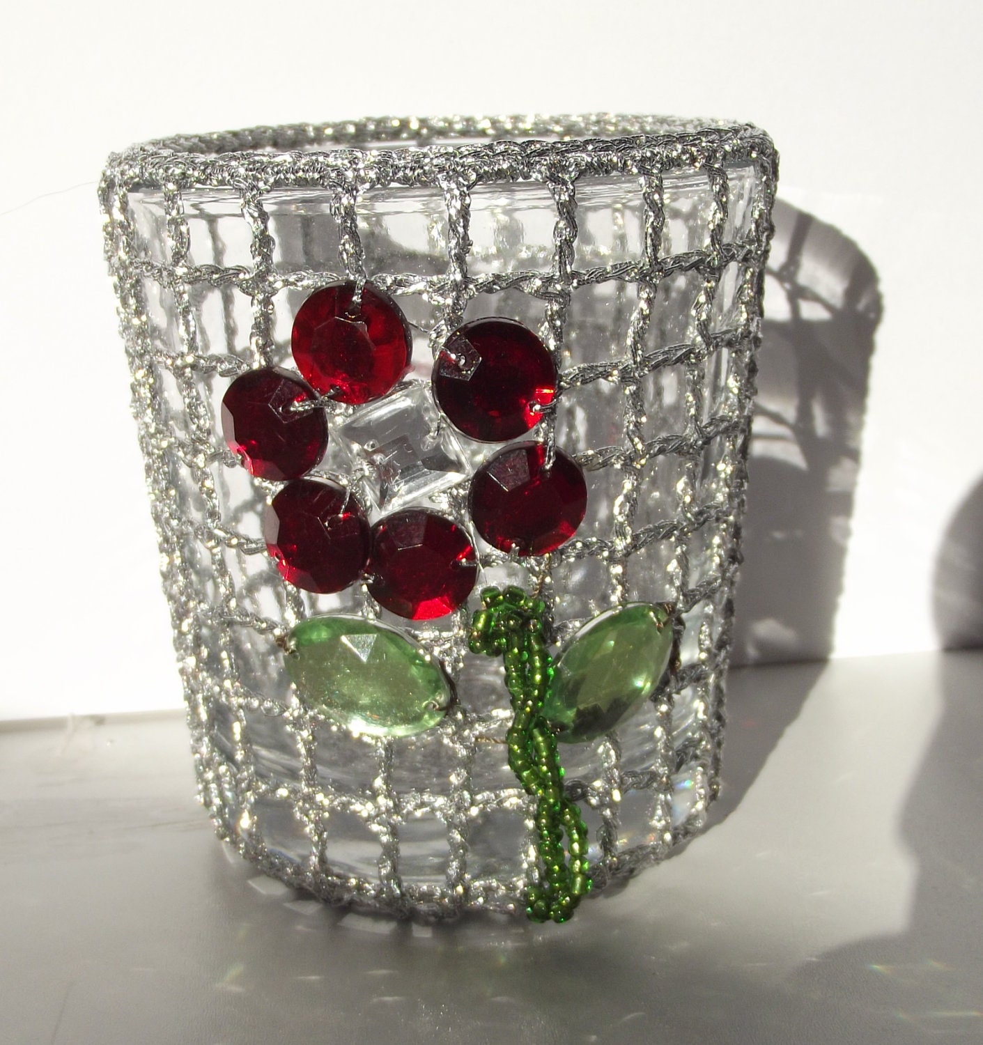 Crochet Glass Cozy - Candle cozy,candle holder,home decor,table decor