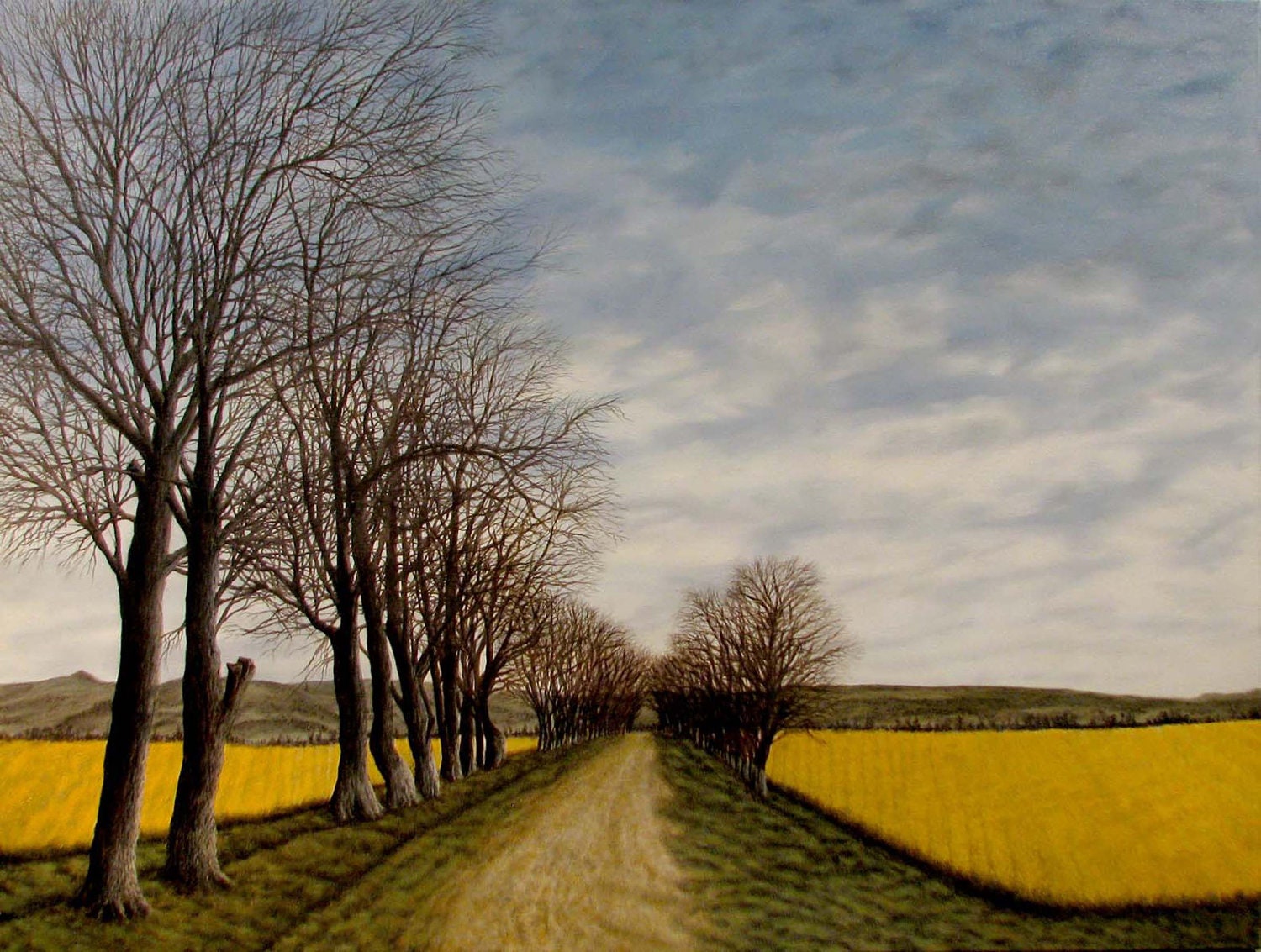 Camino Viejo is an original oil painting on canvas, measuring 30 x 40 inches, with a depth of .75 inches.