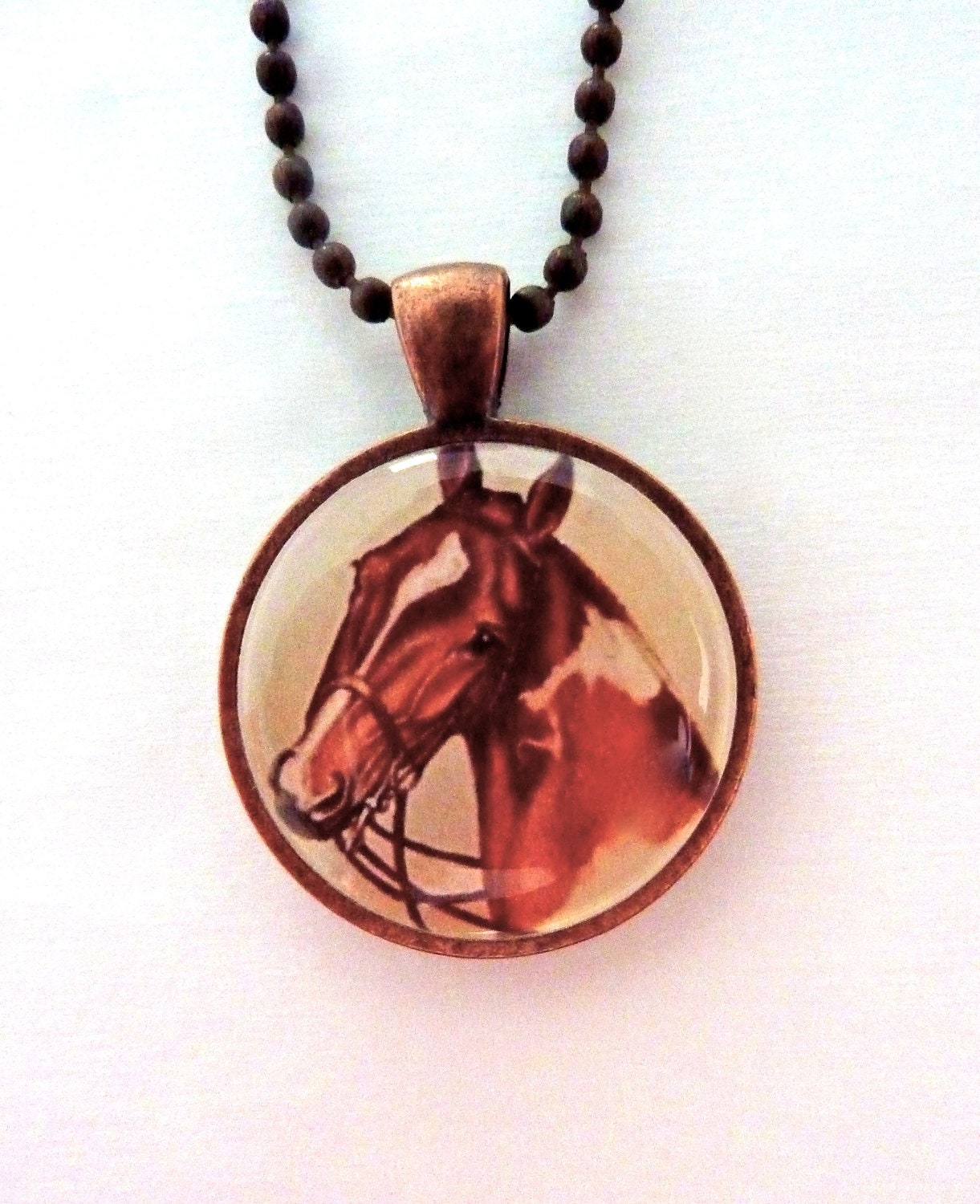 Horse necklace equestrian pendant vintage horse art charm.