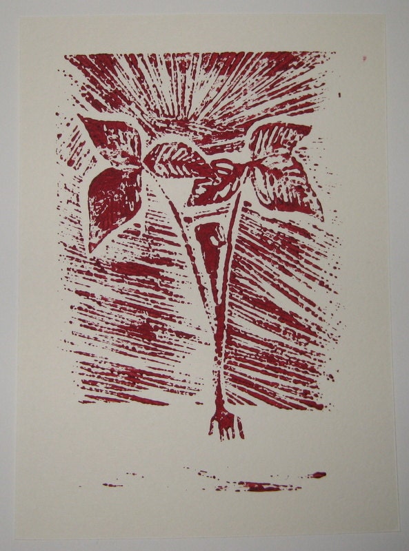 Jack-In-The-Pulpit - Arisaema Triphyllum - hand-pulled linocut