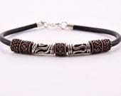 RUBBER HANDMADE BRACELET silver and copper tone urban modern bracelet unisex bracelet hypoallergenic jewelry