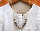 Secret Garden- Cool Chic Boho Romantic Fun Modern Pretty Pink Green Unique Feminine Necklace