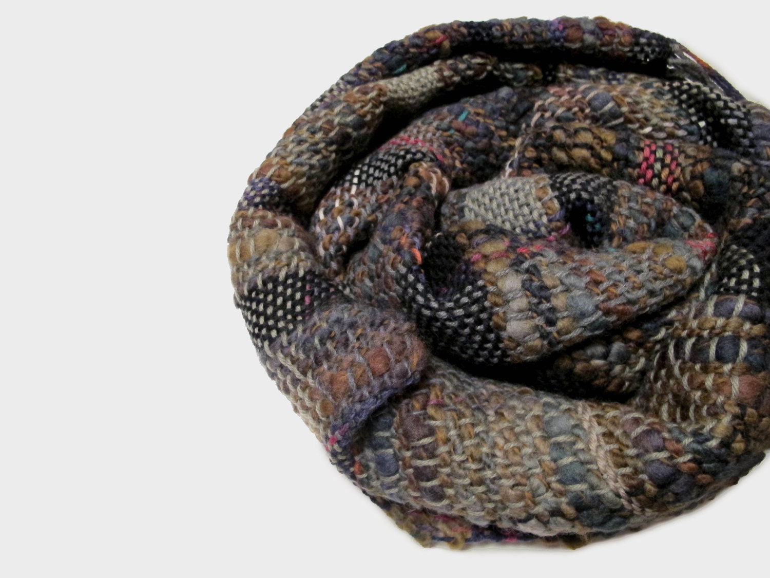 Handwoven scarf - grey, black, brown