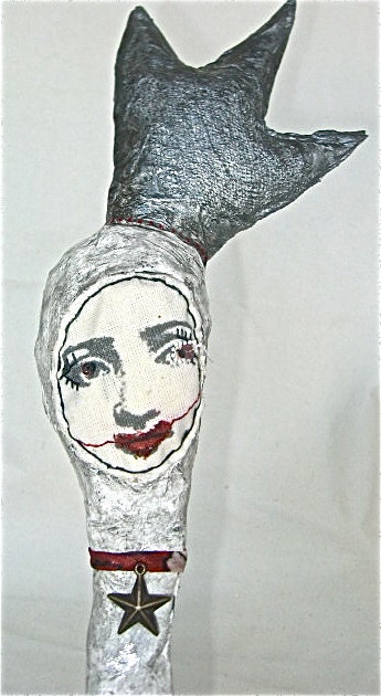 RESERVED for Lori Hill Contemporary Figurative Sculpture Art Doll Paper Maché Sculptural Art Handmade OOAK Romantic Abstract Queen of Heart