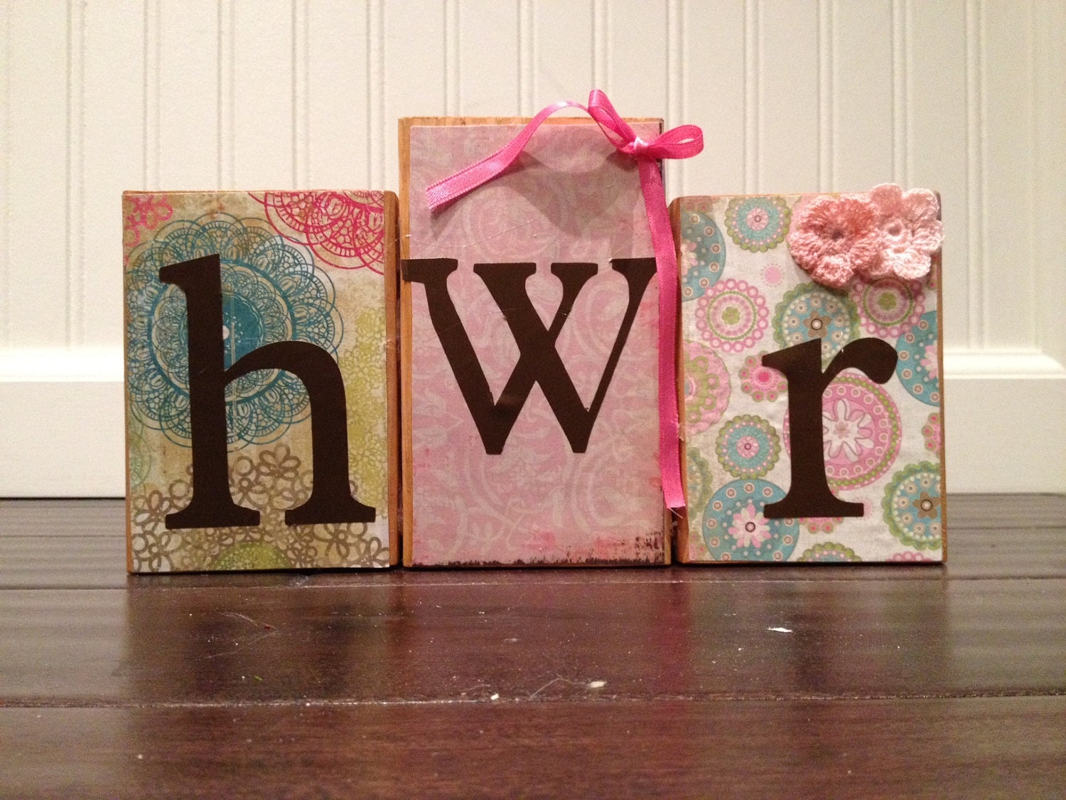 Monogram Wood Block Signs - Great for Nurserys, Kids Rooms, Gifts, and Home Decor