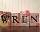 Personalized Name Wood Block Sign - 3-4 BLOCKS -Great for Nurserys, Kids Rooms, Gifts, and Home Decor