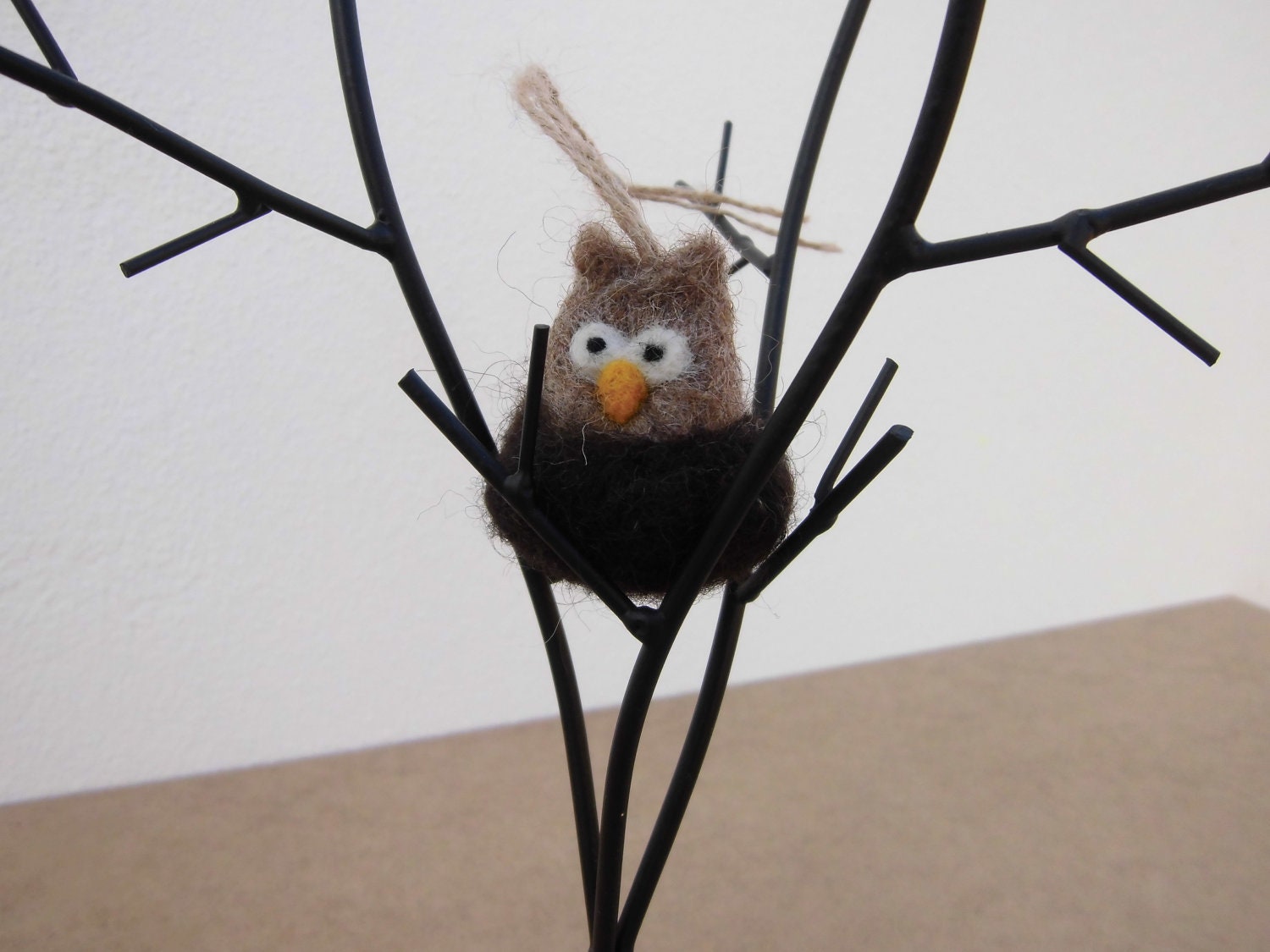 Babyowl in nest, ornament, christmas ornament, babys first ornament, cute gift under 10, needle felted, felt animal