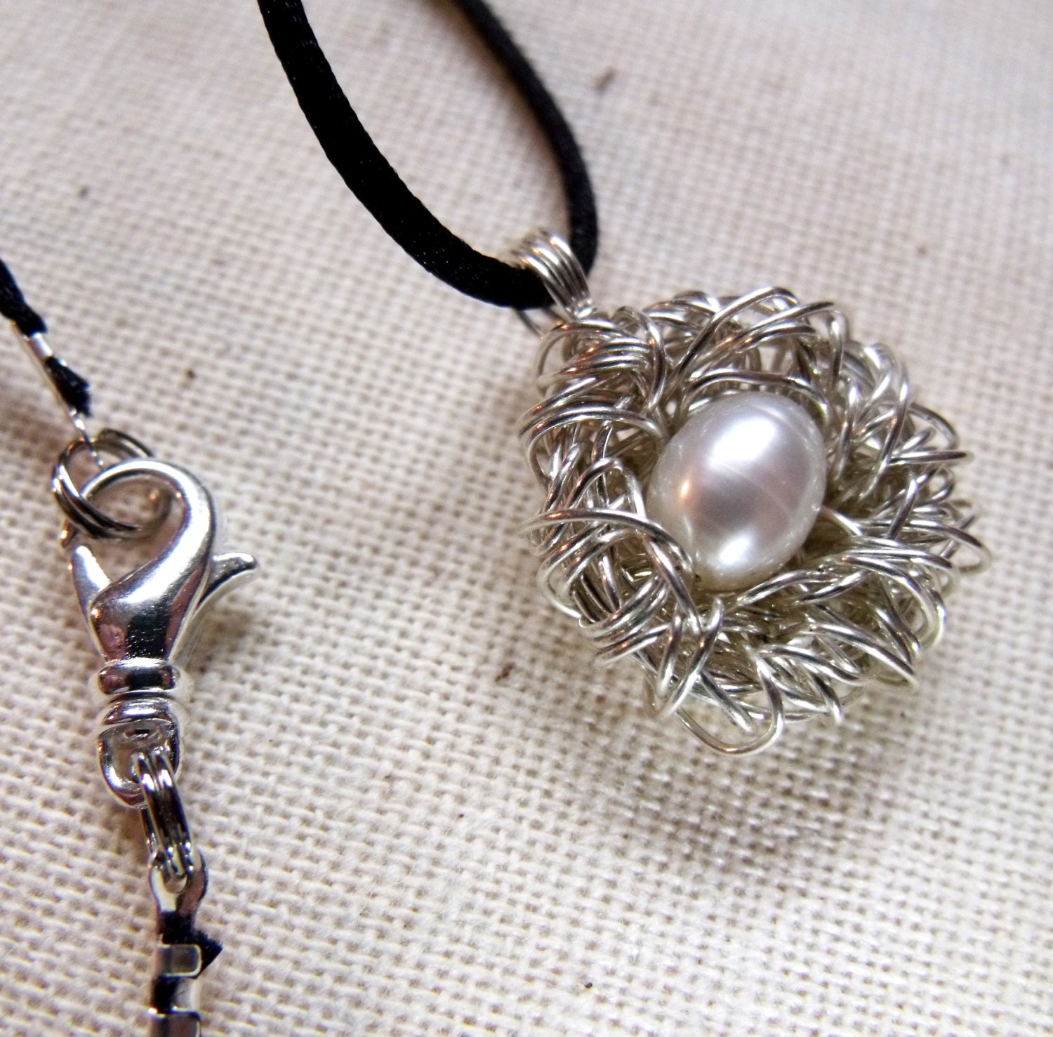 Bird Nest Necklace, Mother Bird Nest Necklace, Pearl Nest Necklace, Egg Nest Necklace, Wire Bird Nest Necklace, Mom Birds Nest Necklace