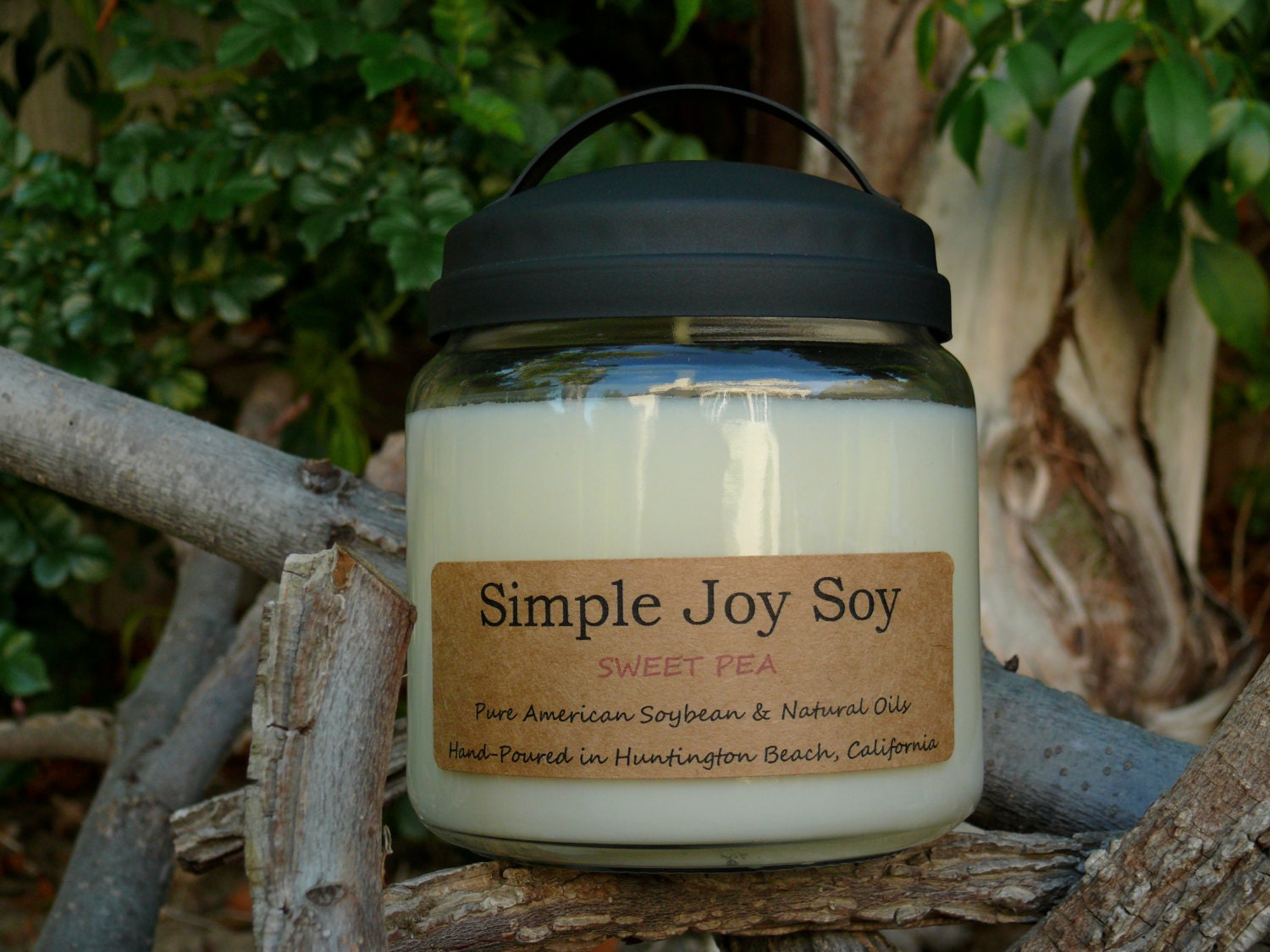 16 oz. SWEET PEA Scented Soy Candle in Reusable Apothecary Jar