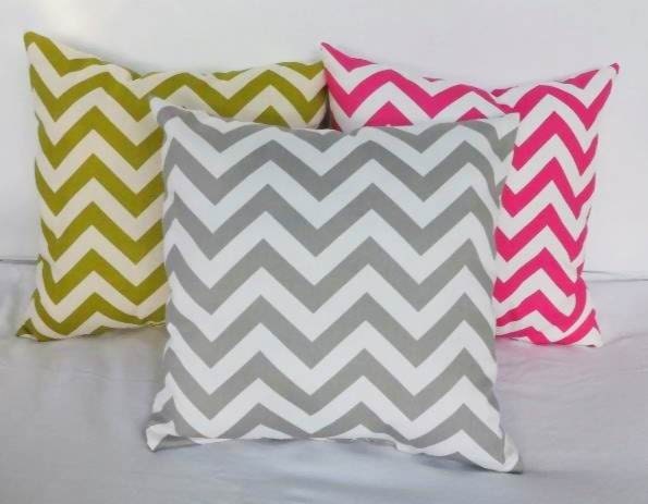 Chevron Print Pillow in Pink, Green, or Gray
