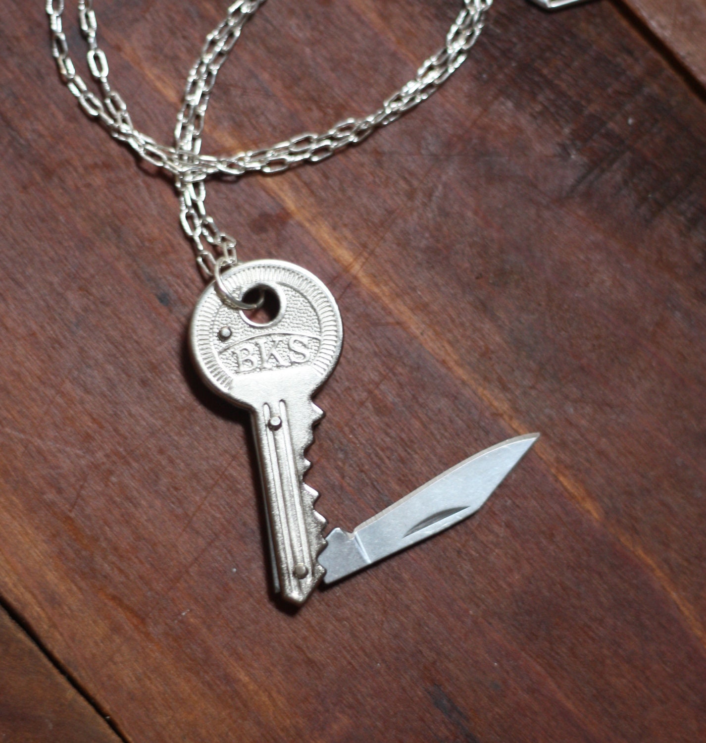 Key Shaped Pocket Knife Necklace