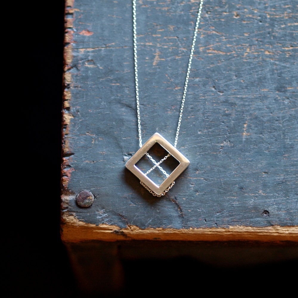 Square Lines Necklace Sterling Silver Geometric Geometry Handmade Jewelry