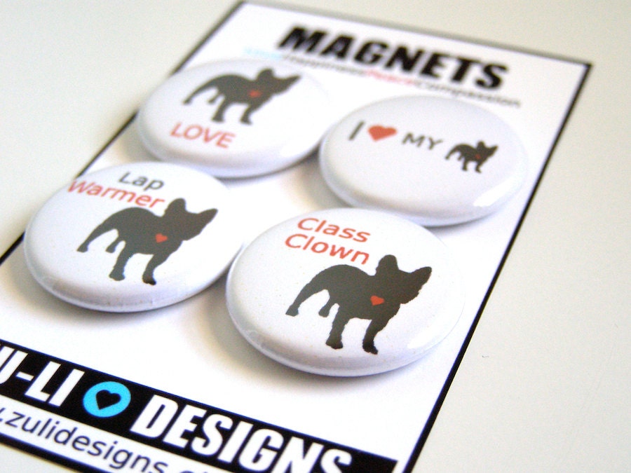 French Bulldog Magnet Set - Black and Red