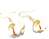 Porcelain Glass Ram Earrings --  Sheep Beaded Jewellery