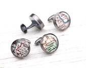 CUSTOM Cufflinks - Antique Map Recycled Solid Sterling Silver Cufflinks