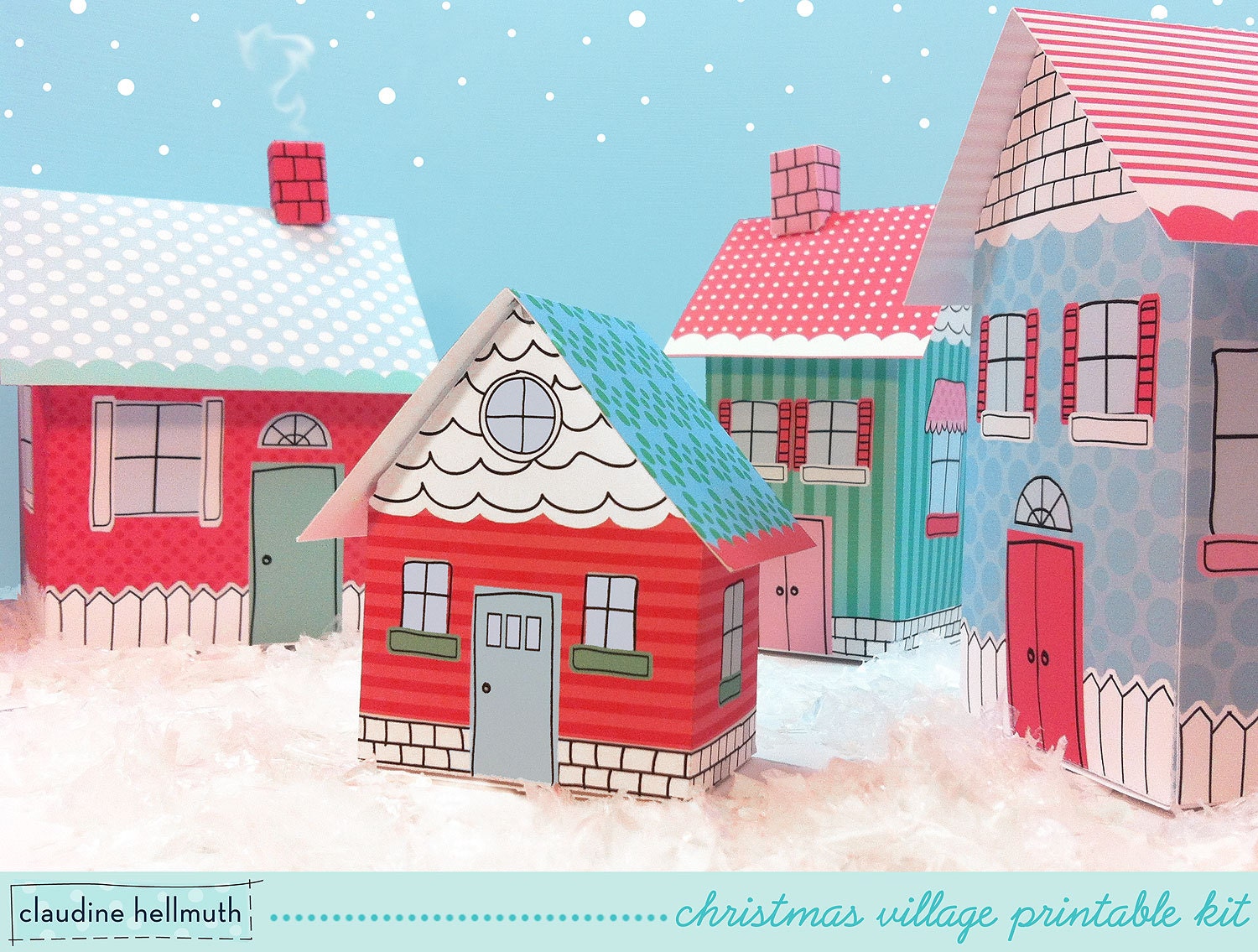 christmas village -  favor boxes, luminaries, party centerpiece decoration printable PDF kit - INSTANT download