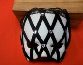 White and Black Ribbon Mask for Steampunk, LARP, Cosplay, Mardi Gras, Halloween and Lot5R