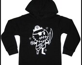 CLEARANCE 4/5yr Kids Zombie Pirate Halloween Hoodie in Black
