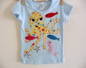 POLKA DOT OCTOPUS  - Under the Sea -  Children's Cotton Tee- Size 2, 4, 6, 8, 10 or 12 years
