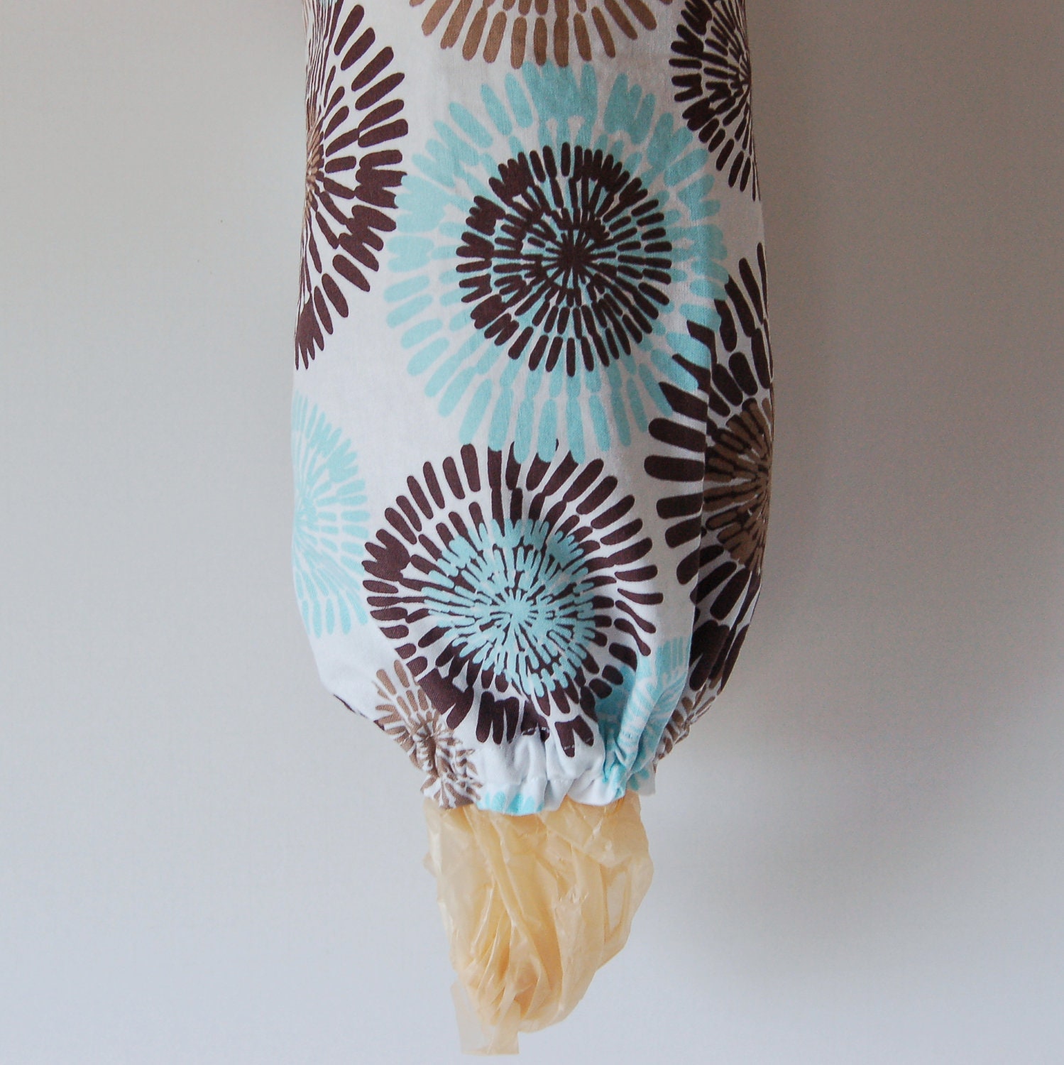 Plastic Bag Dispenser - Fabric Blue, Gray and Brown