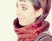 Wine Red Cowl scarf - Patterns and prints patchwork