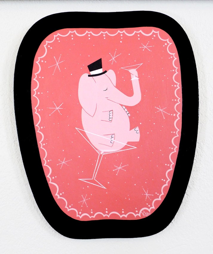 Elephantini - New Original Painting on wood by Kerry Beary