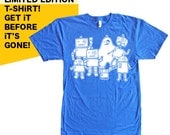 Robot Family Reunion - Unisex/Men Blue Tshirt