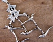 Vintage Birds and Birdhouse Dangle Necklace