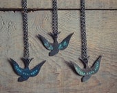 Hand Stamped Bird Necklace