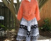 Classic Black and White Patchwork Circle Skirt  - model 1