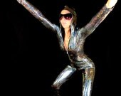 Available in 20 colors,  Holographic Hooded Catsuit, For Dance and Pure Joy