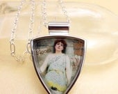 The Flower Seller. One of a kind collage necklace under resin featuring fine art by John William Godward