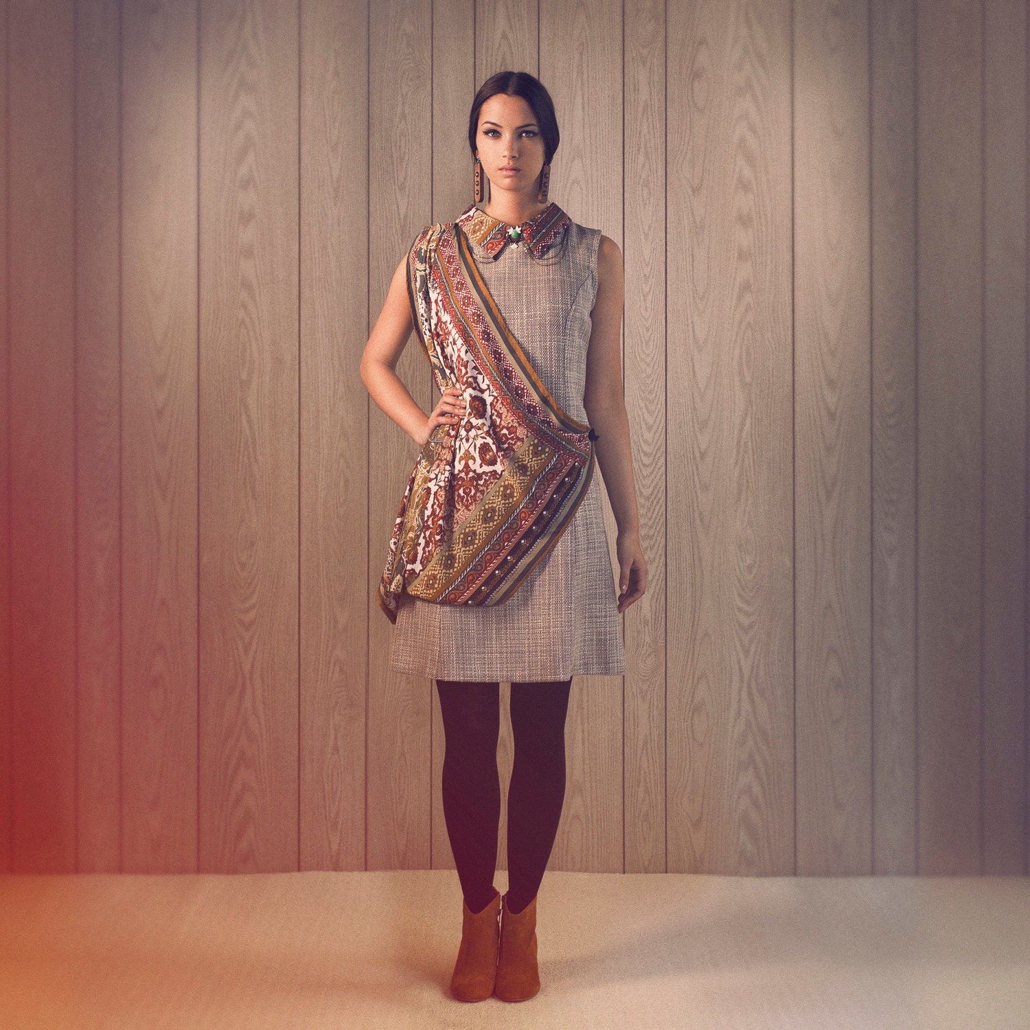 The "Bianca" Dress with attached scarf and collar - XS, S - LAST TWO