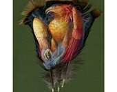 Rebirth - Original Acrylic Phoenix Painting on Feathers