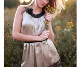 SAMPLE SALE 50% Off:  Dove Silk Dress, Grey and Black, Size Small