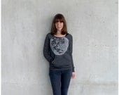 Womens sweatshirt - moon sweatshirt - full moon print on heather black eco-fleece pullover - My Moon, My Man by Blackbird Tees
