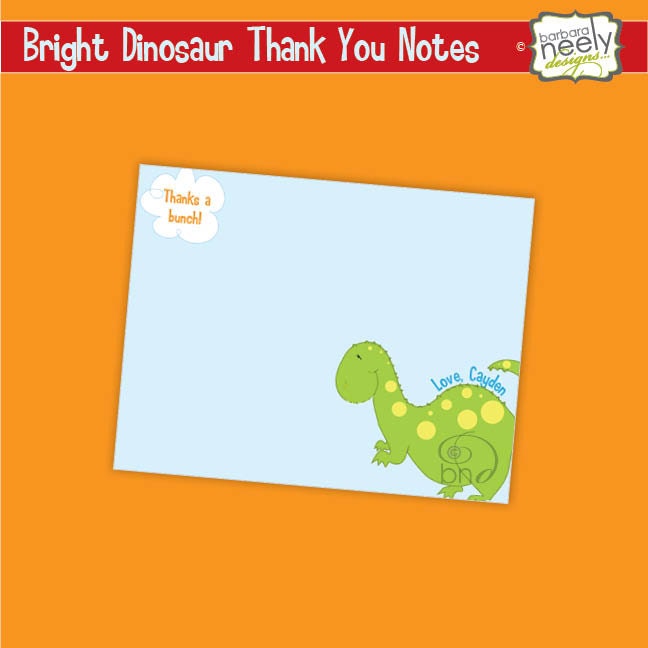 Bright Dinosaur Thank You Notes
