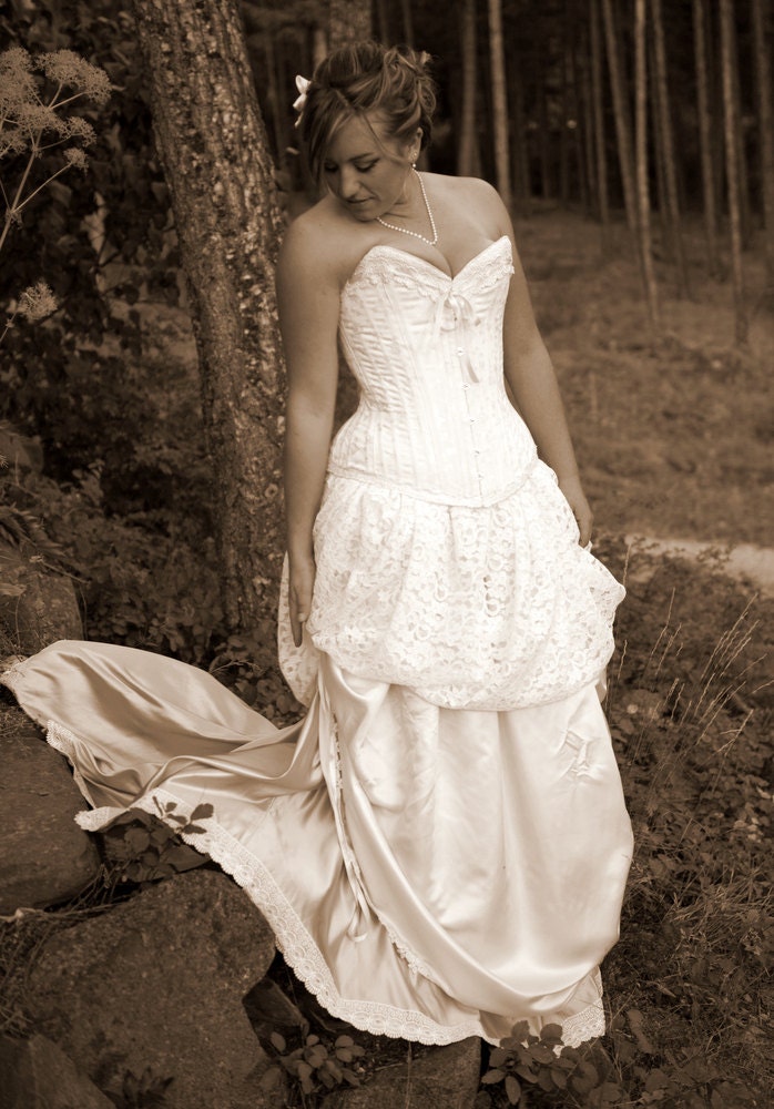 Victorian Wedding Gown- Lace Dress, Corset and Skirt- Steampunk Weddings