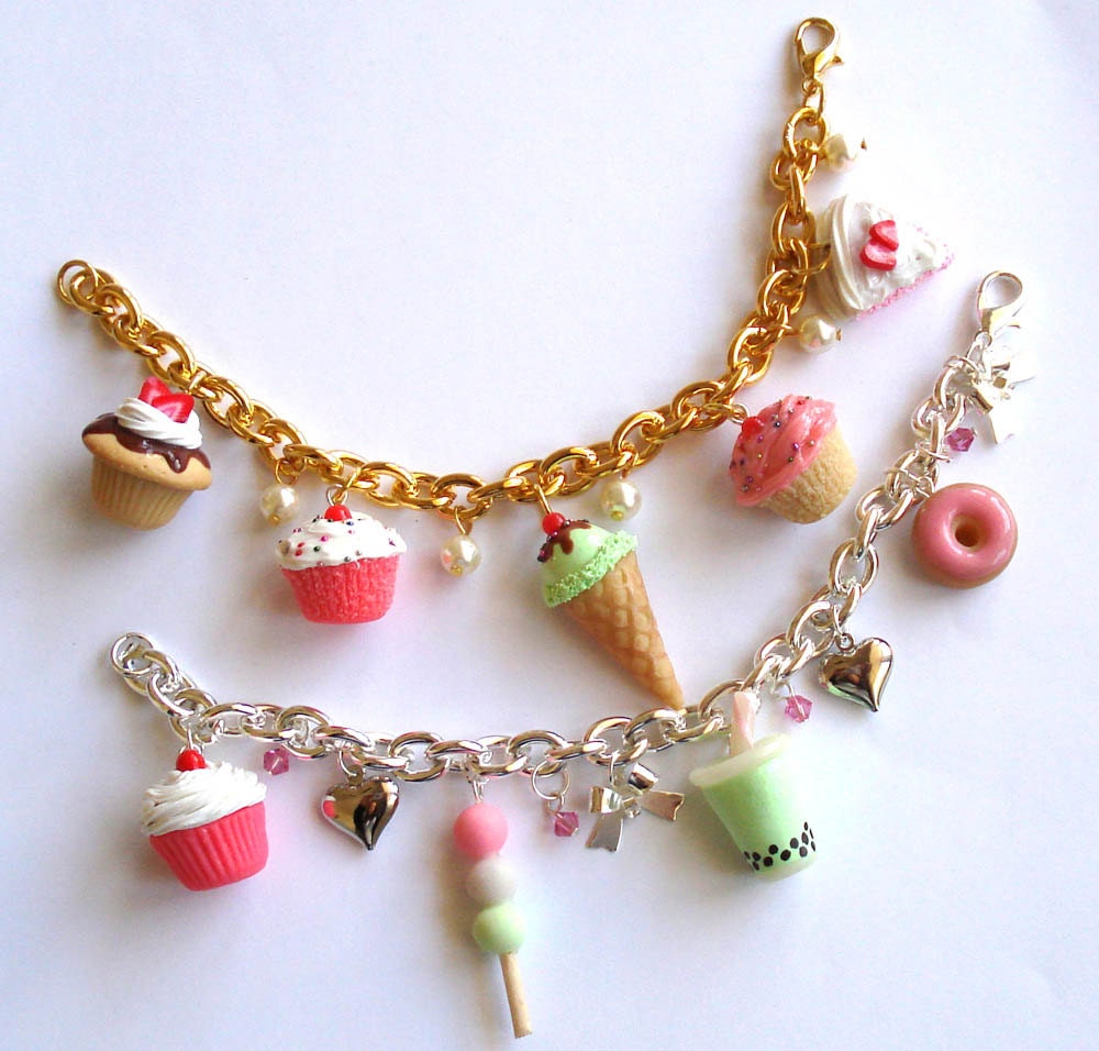 Custom Mini Food Dessert Charm Bracelet - Customize Your Own 4 Charm Bracelet