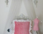 Bed Crown Canopy Princess Personalized FREE Upholstered SaLe Pink Brown