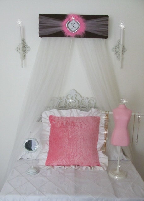 Bed Crown Canopy Princess Personalized FREE Upholstered SaLe Pink Brown