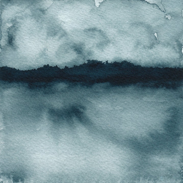 Late Night Swim - archival print of watercolor painting - Indigo blue