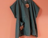 custom plus size emerald linen tunic length top
