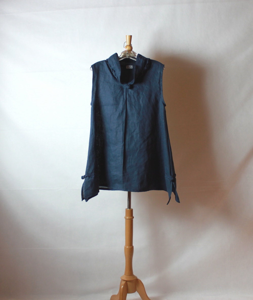 ready to ship midnight blue asian top with twined details bust 40 inch room